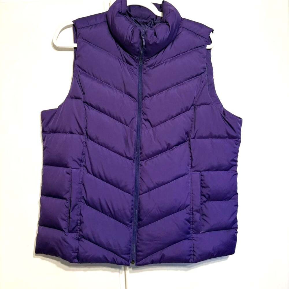 Lands' End down feathers vest women's large purple